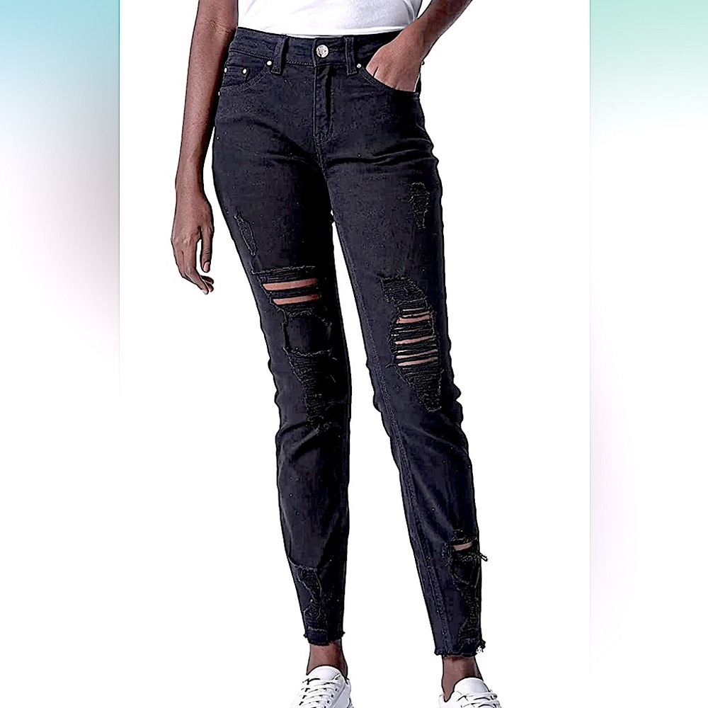RHODANTHE Women's Ripped Skinny Jeans Stretch Boyfriend Trendy Straight
